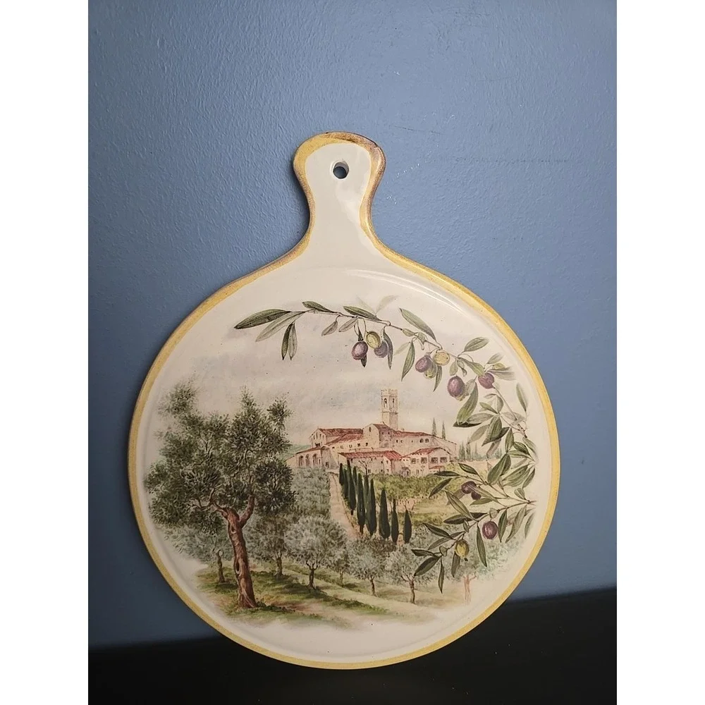 Vintage Sur La Table Olives Ceramic Trivet Cheese Tray Made in Italy